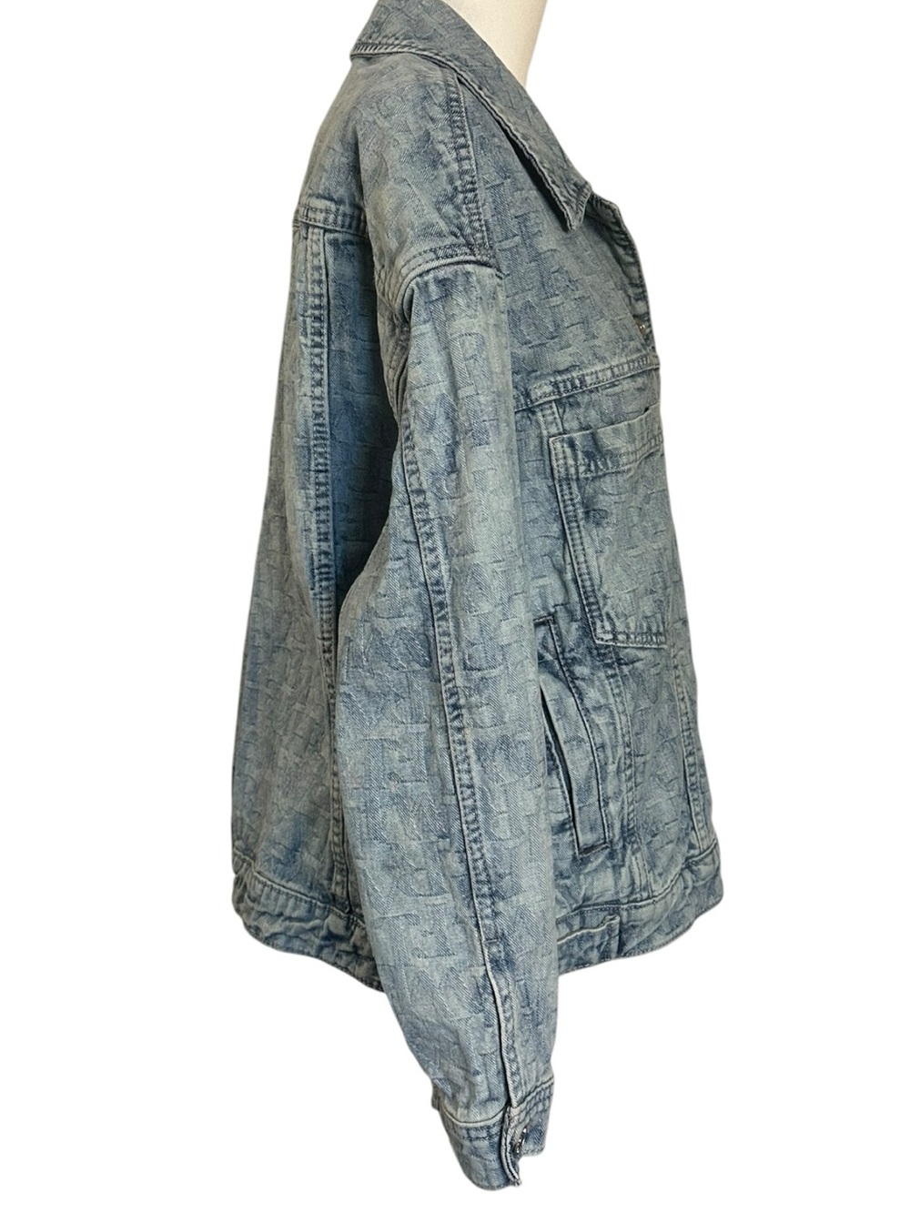 Free People Oversized Bohemian Opal Swing Jacquard Denim Jean Jacket  Size XL - Picture 7 of 11